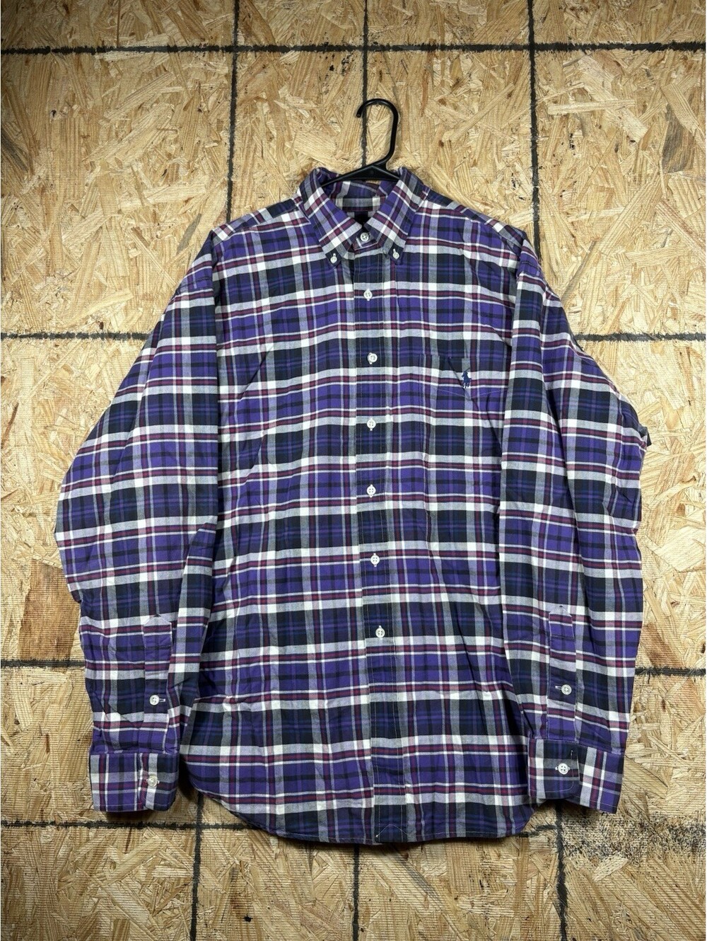 Ralph Lauren Polo Shirt -  Men’s Large - Purple Plaid -  Button Up - “Big Shirt”